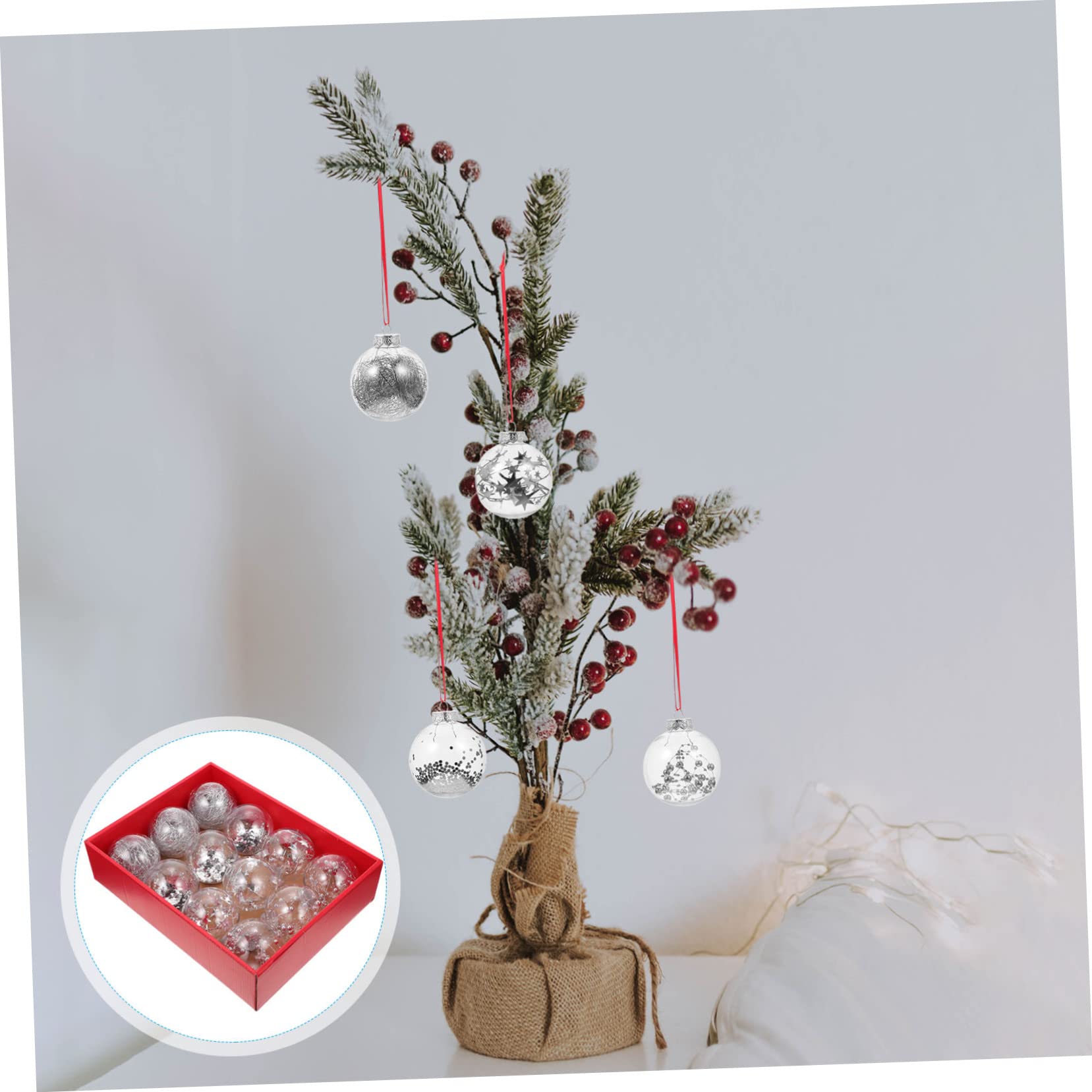 Zerodeko 1 Caja Colgante Bola de Navidad Colgantes de árbol de Navidad con Purpurina Decoraciones de Ceremonia de Boda Cafeteria Colgantes navideños Decoraciones de Boda Ornamento Decorar