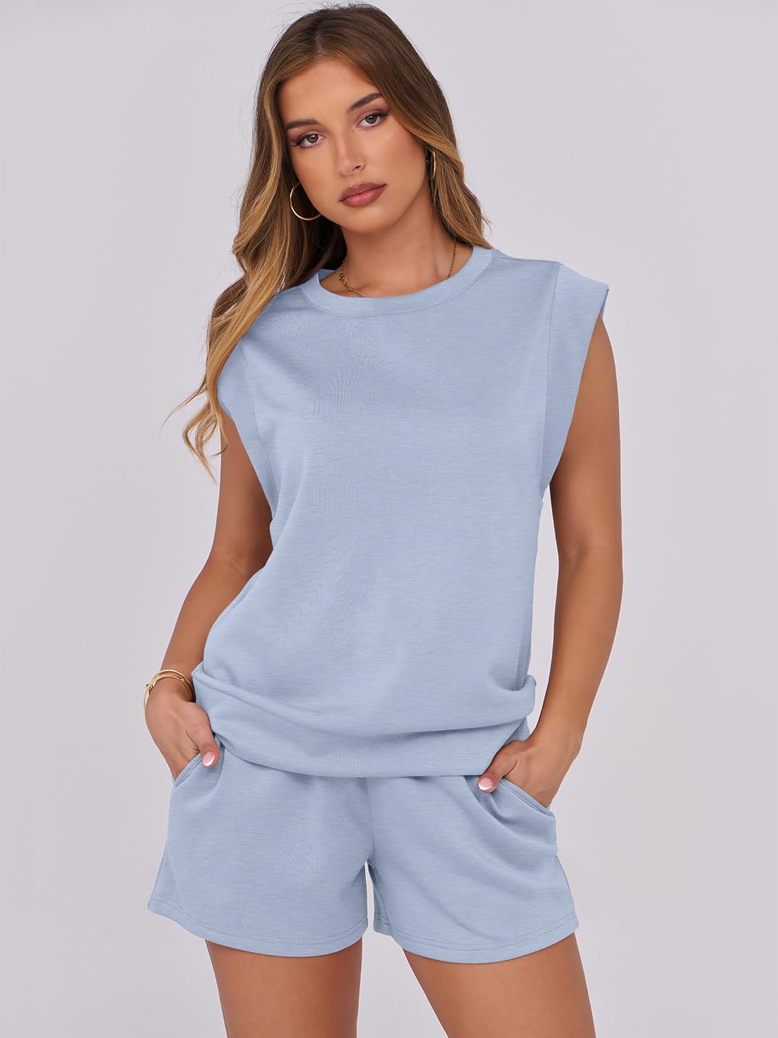 ANRABESS Two Piece Sets for Women 2026 Summer Short Lounge Set Casual Beach Vacation Outfits Spring Sweatsuits Tracksuit