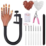 Practice Hand for Acrylic Nails, Flexible Nail Training Maniquin Fake Hand, Moveable Practice Nail wth 200 Pcs Replaceable Nails for Acrylic Nail Manicure DIY