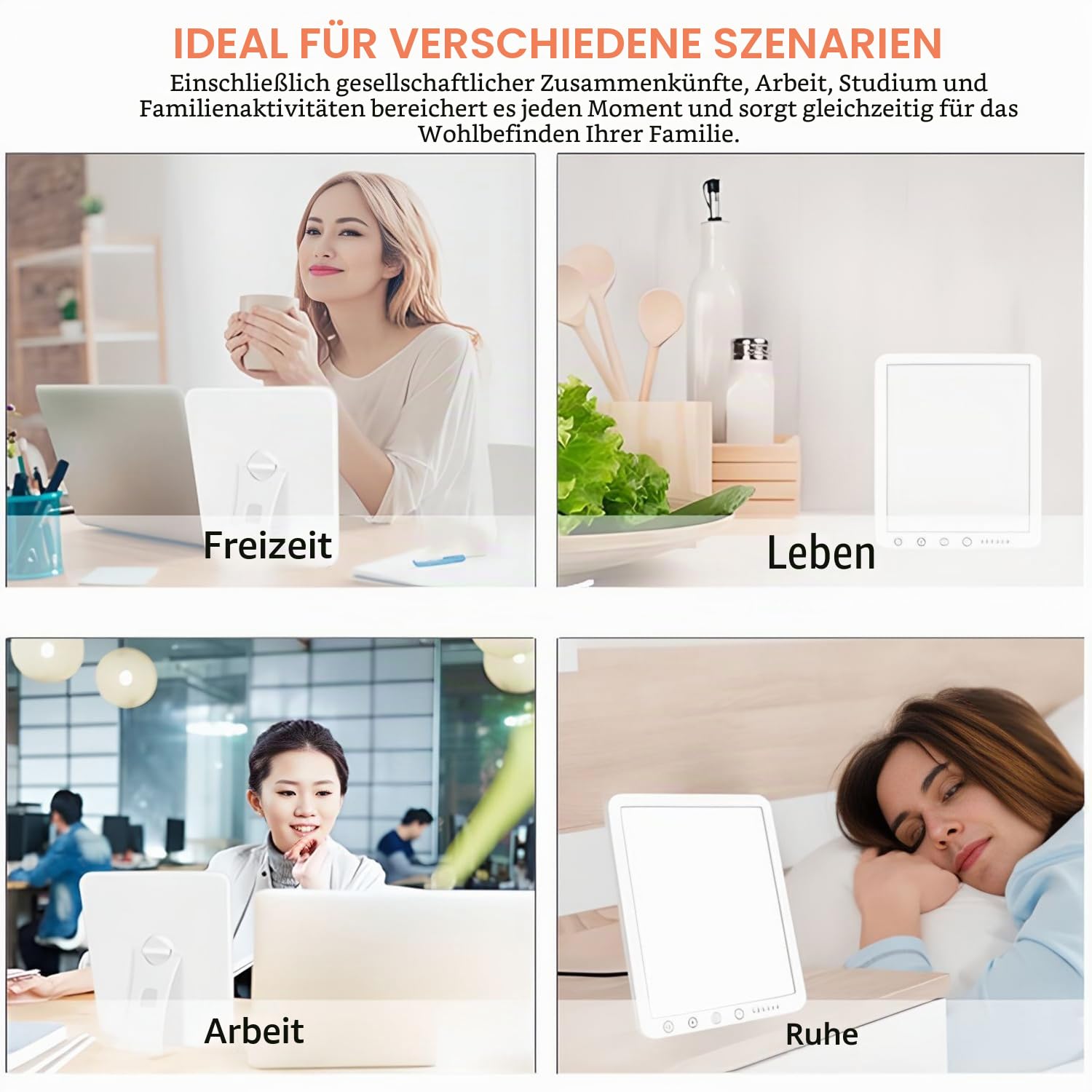 Tageslichtlampe, 15000 Lux Lichttherapielampe mit 3-Farbtemperaturen, 5-Helligkeitsstufen und Timing-Funktion, UV-freie Touch-Control Sonnenlicht Lampe, Simuliertes Tageslicht, für Zuhause Büro | Flimmer- und UV-freie, 3-Farbtemperaturen 5-Helligkeitsstuf