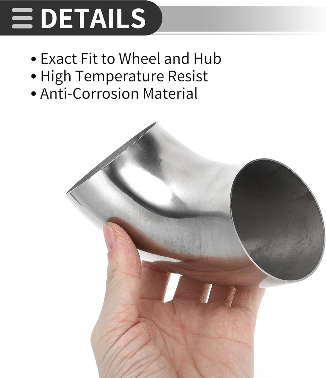 Motoforti 4 Pcs 90 Degree Mandrel Bend Elbow Car Exhaust Pipe Tubing Piping 2.5" Inch OD Thickness 1.5mm/16GA 63x152x1.5mm 201 Stainless Steel 4pcs