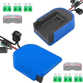 2PCS Power Wheel Adapter for Kobalt 24V Battery DIY Adapter, with Fuse & Wire Terminal,14 Gauge Wire, 30Amp Fuse and Switch Button, for DIY RC Trucks, RC Toys, Robotics