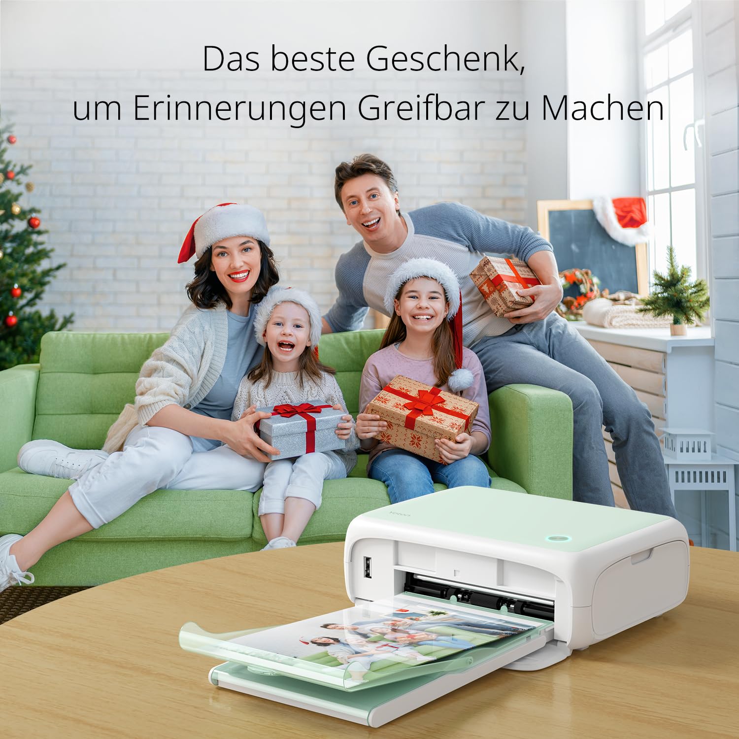 YOTON Fotodrucker für Smartphone, 54 Stück Fotopapier 4x6, Ausweisfoto, AR-Videodruck, Wi-Fi, iOS Android Grün