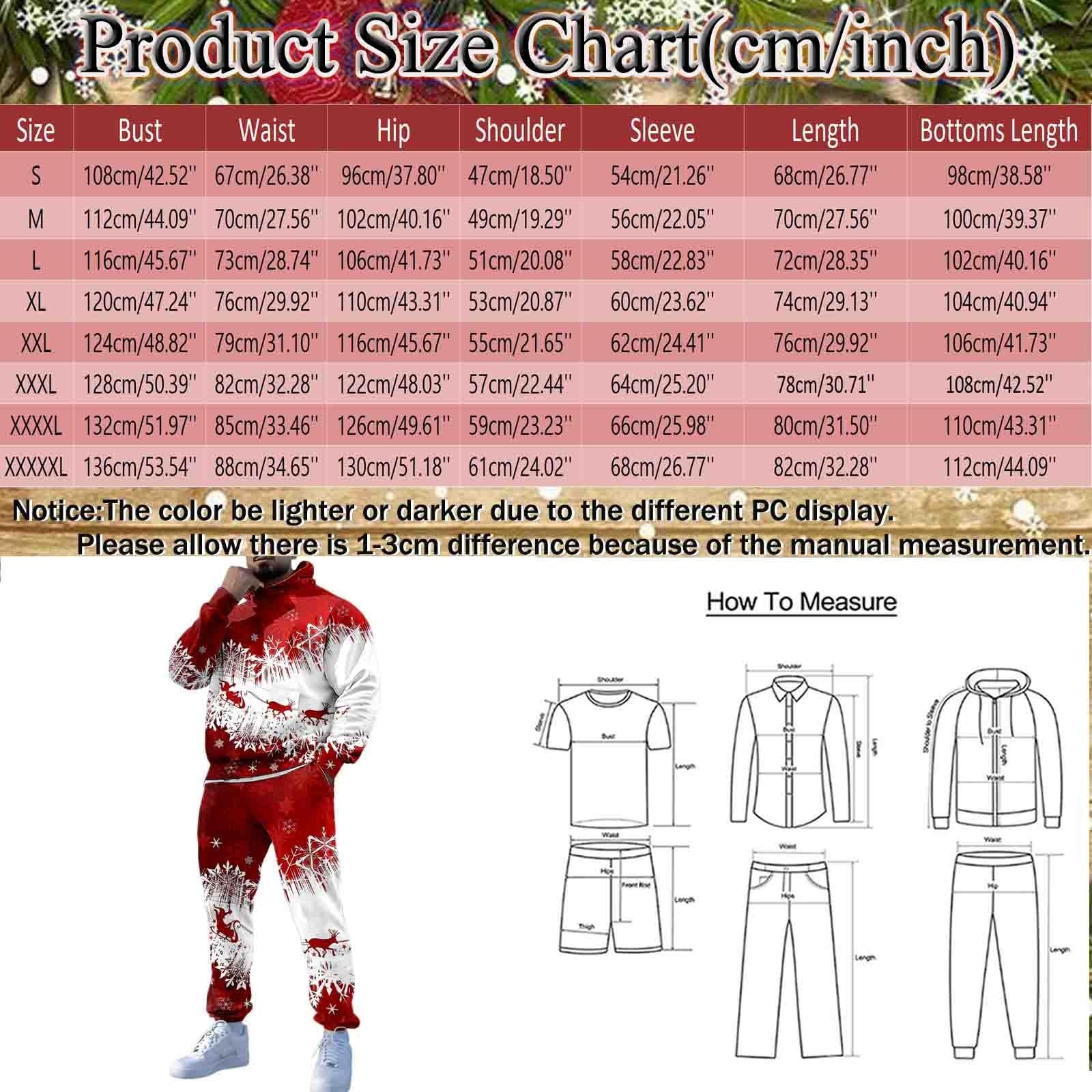 Generisch Set di 2 magliette natalizie da uomo, set da 2 pezzi, tuta da allenamento, comoda con cappuccio