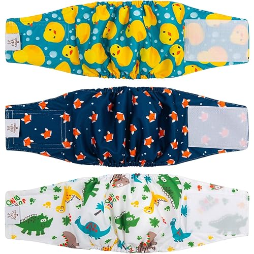 CuteBone Belly Wrap Male Dog Washable Puppy Diapers Reusable Doggie Diapers XSmall 3pcs a Pack DM02XS