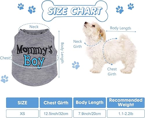 Miniatura 2 de Sadnyy Paquete de 6 camisetas de invierno para perro, ropa para mascotas, camisetas sin mangas para gatitos, camisetas con letras para perros