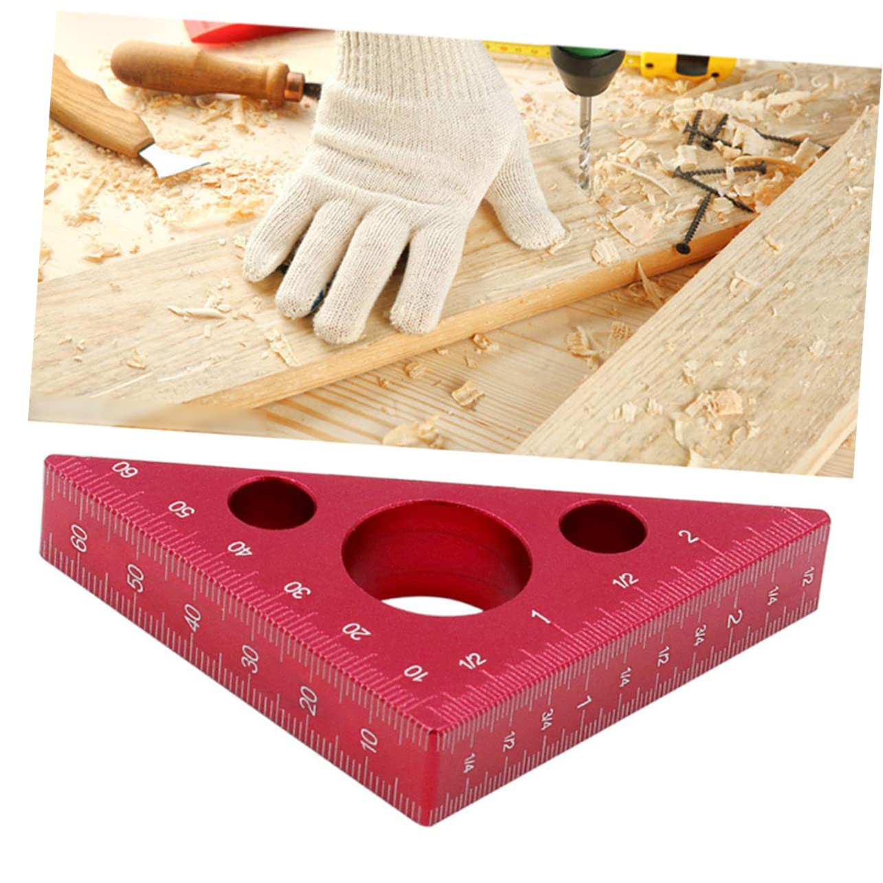 DOITOOL 3pcs Aluminum Alloy Metric Inch Carpenter's Ruler Triangle Rule Woodworking Measuring Tools DIY Essential