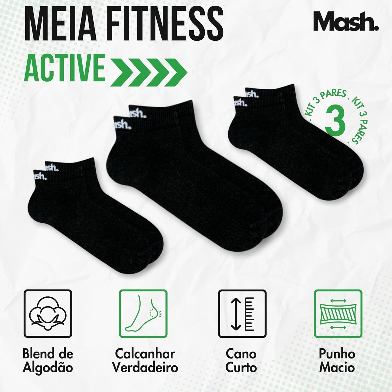 Kit 3 Pares Meia Sapatilha Cano Curto Esportiva Active Com Algodão Unissex Mash em promoção! Veja a oferta e mais achadinhos de Moda íntima 2 Hoje é o melhor dia para comprar Kit 3 Pares Meia Sapatilha Cano Curto Esportiva Active Com Algodão Unissex Mash com aquele preço maroto! Promoção! Aproveite a oferta! 2