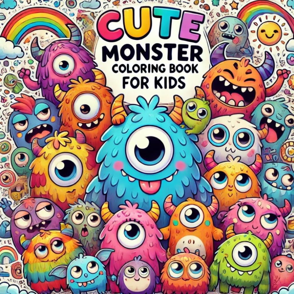 Cute Monster: Coloring Book: Cute & Scary Monsters Funny and Scary Illustrations for Kids and Adults