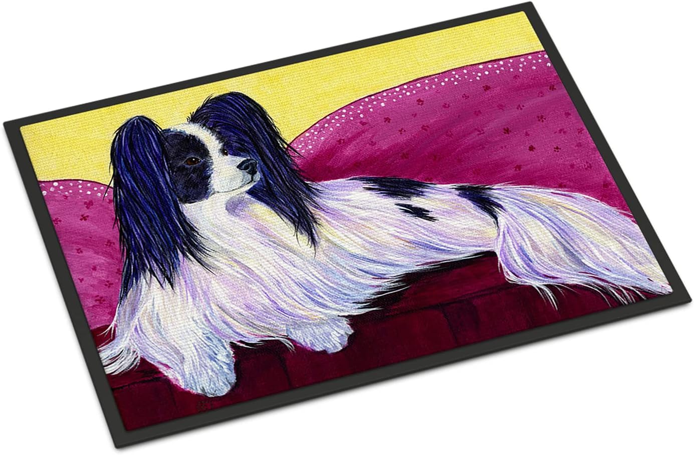 Caroline's Treasures SS8416MAT Papillon Doormat 18x27 Front Door Mat Indoor Outdoor Rugs for Entryway, Non Slip Washable Low Pile, 18H X 27W