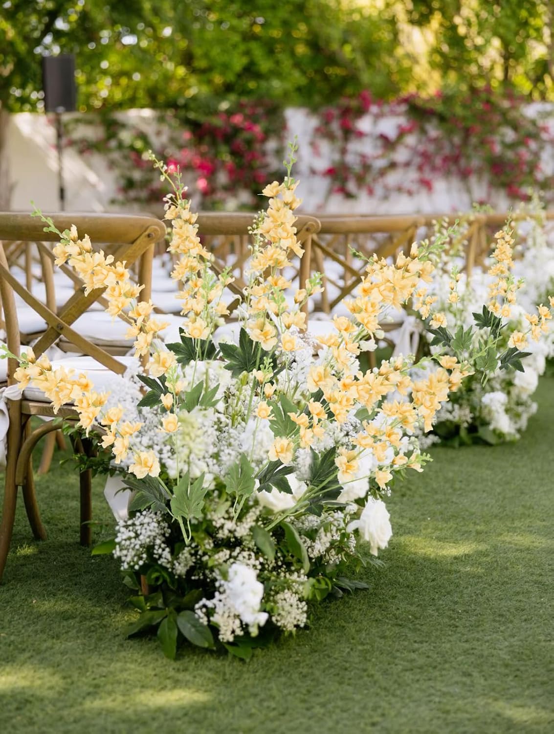 8PCS Delphinium Artificial Flowers Champagne Silk Faux Flowers 33.5'' Long Stem Fake Larkspur Flowers for Tall Vase Home Wedding Garden Table Decor(Champagne) - Image 5