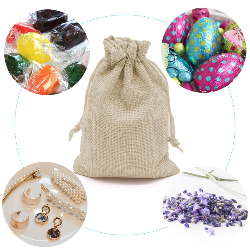 YUNSHANGHE 30 bolsas de yute, pequeñas, 10 x 15 cm, bolsa de tela de lino, para joyas con cordón, para lavanda, regalos de boda, Navidad