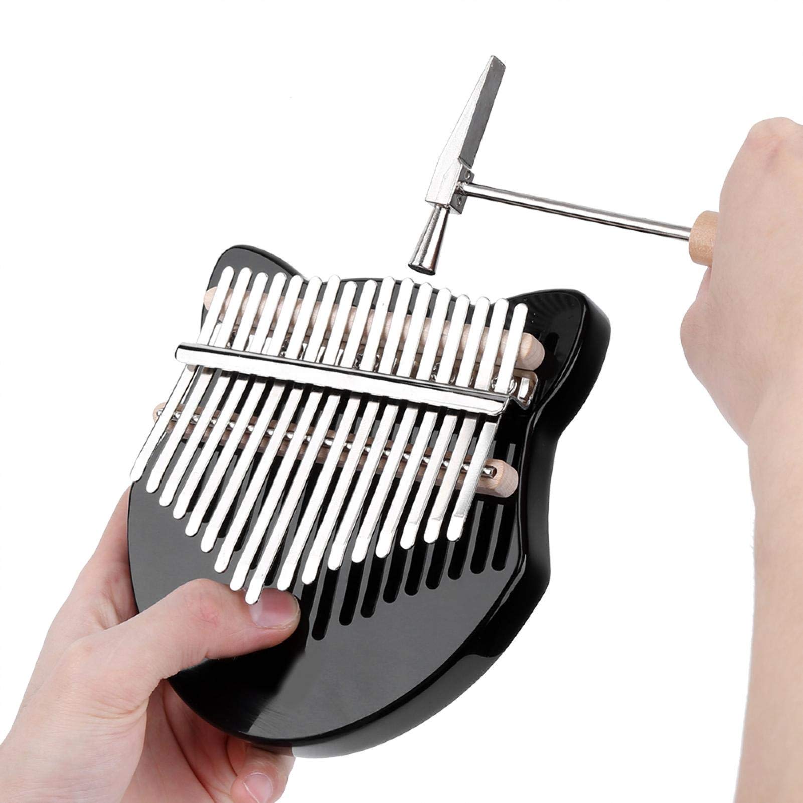 Kalimba Thumb Piano, Kalimba Crystal Fox Shape Thumb Piano Kit 17 Key Beginner Music Instrument with Bag for Decoration and Pratice (czarny) Instrument przyciskowy
