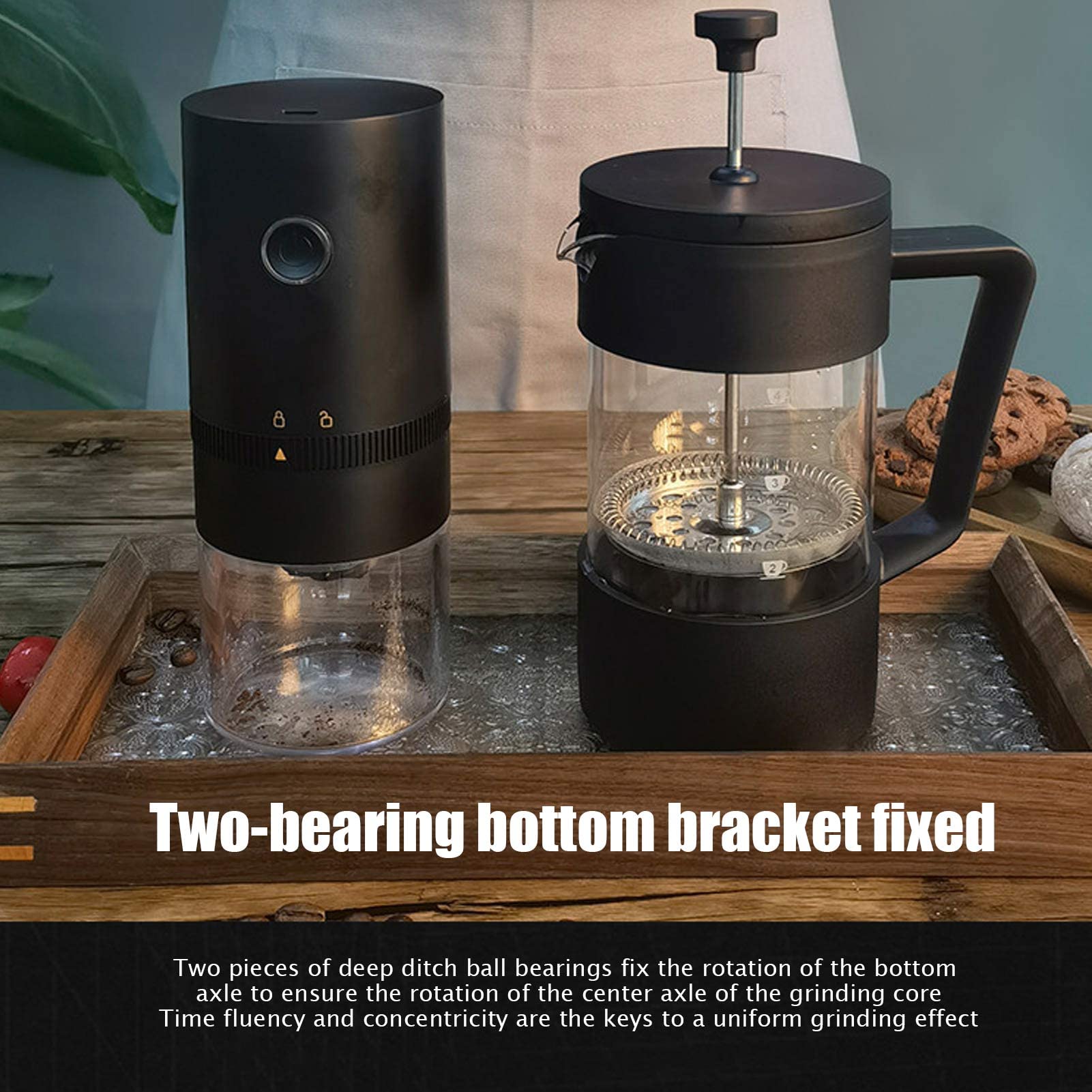 Molinillo de café BuyWeek, molinillo de café eléctrico, pequeño molinillo de café automático recargable, molinillo de café expreso(Negro)