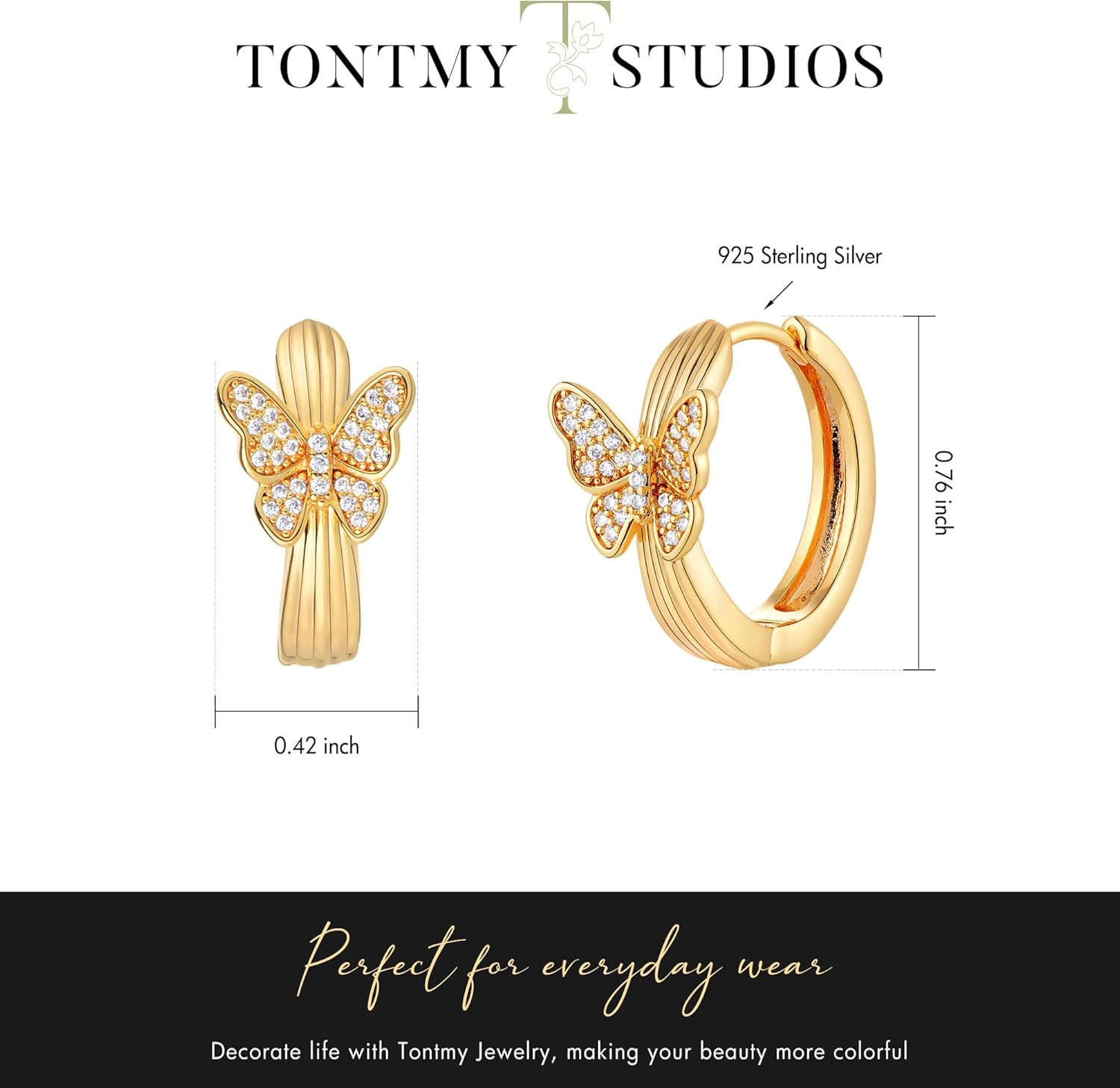 Huggie Hoop Earrings for Women Gold CZ Stud Earrings 14K Gold Filled Small Boho Huggie Earrings Hypoallergenic Piercing Hoops Jewelry - Image 5