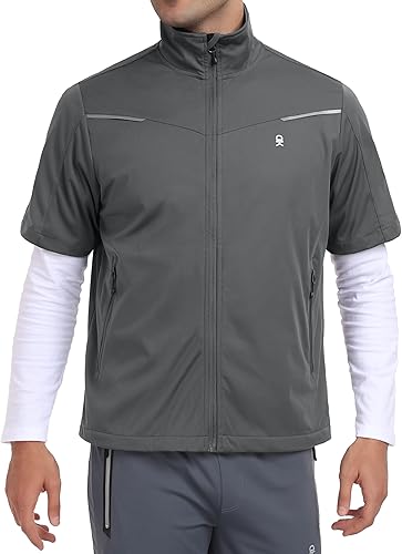 Miniatura 2 de Little Donkey Andy Chalecos ligeros Softshell para hombre, chaquetas de manga corta para golf, senderismo, correr