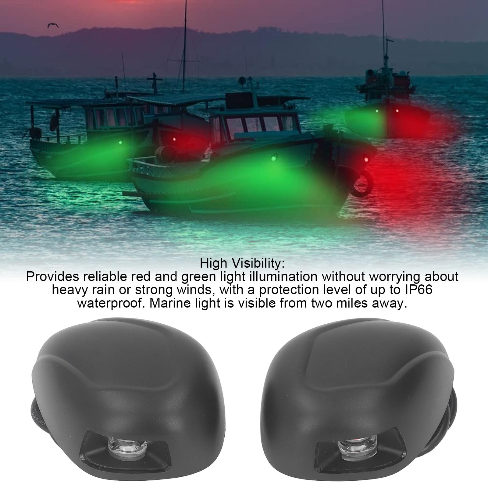 Ausla Luce di Navigazione per Barca, Luce di Navigazione Marina LED Montaggio Laterale 12V DC IP66 Impermeabile Visibilità 2NM di Prua Rossa Verde da 112,5 Gradi per Pontone di Barche da Pesca