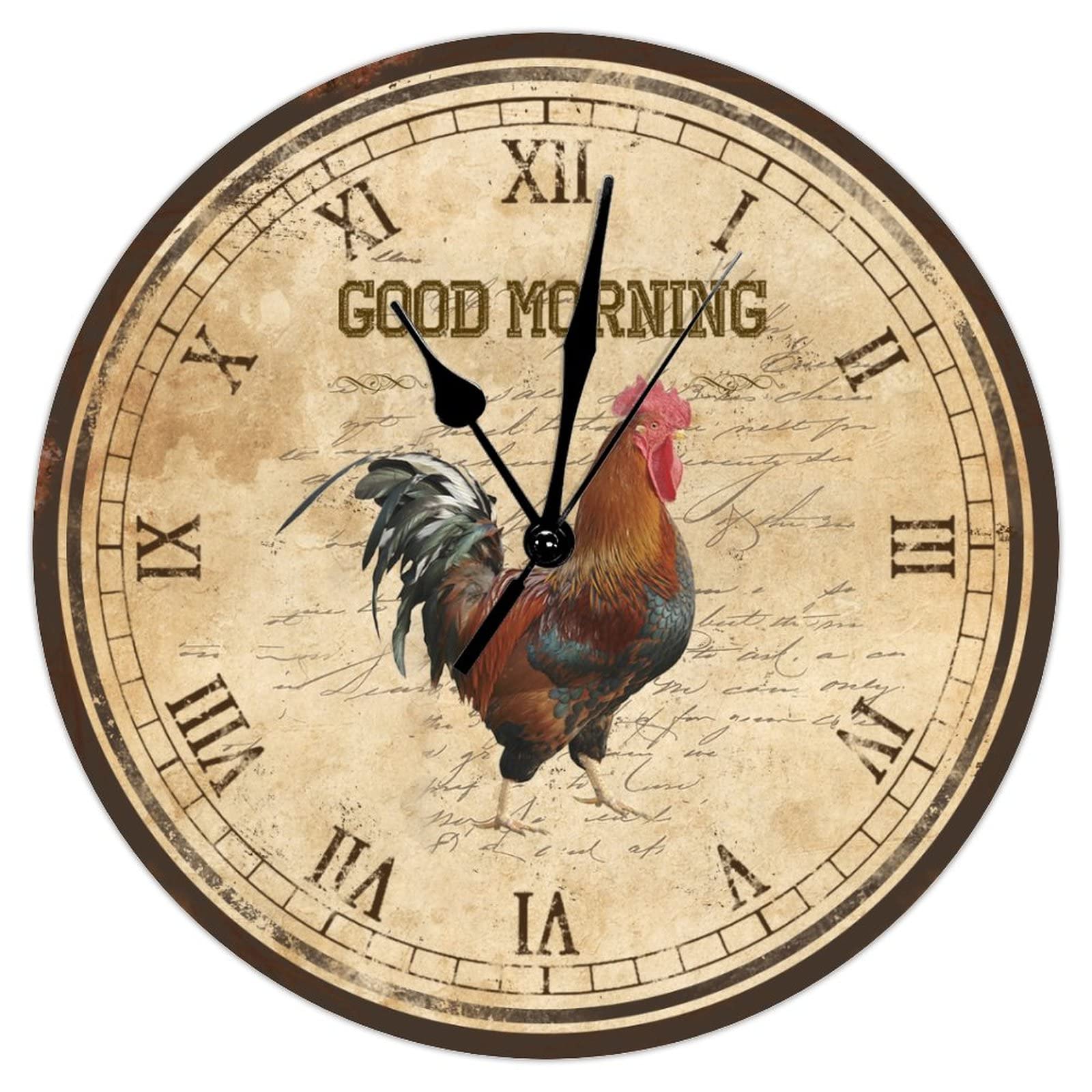 Horloge murale coq bois vintage suspendue pendule silencieuse 38cm salon et bureau