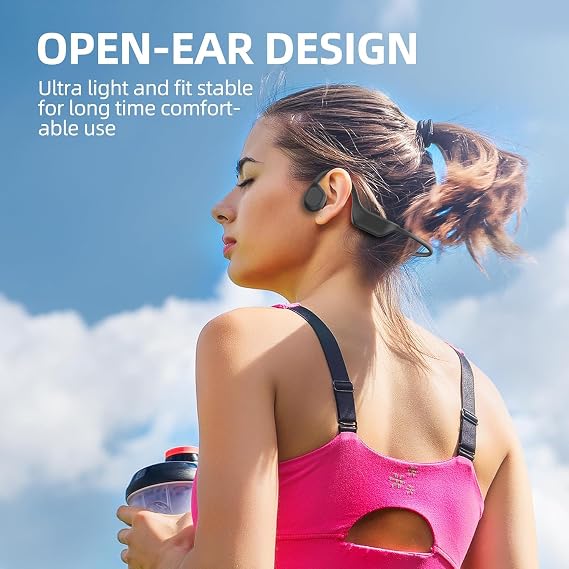 eppfun Bluetooth Bone Conduction Earphones, Bluetooth 5.3 Wireless Open-Ear Headphones, 8 Hours Playtime, Magnetic Charging, IPX5 Waterproof, for Cycling, Commuting, Outdoor Activities, and Running