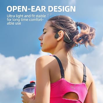 eppfun Bluetooth Bone Conduction Earphones, Bluetooth 5.3 Wireless Open-Ear Headphones, 8 Hours Playtime, Magnetic Charging, IPX5 Waterproof, for Cycling, Commuting, Outdoor Activities, and Running