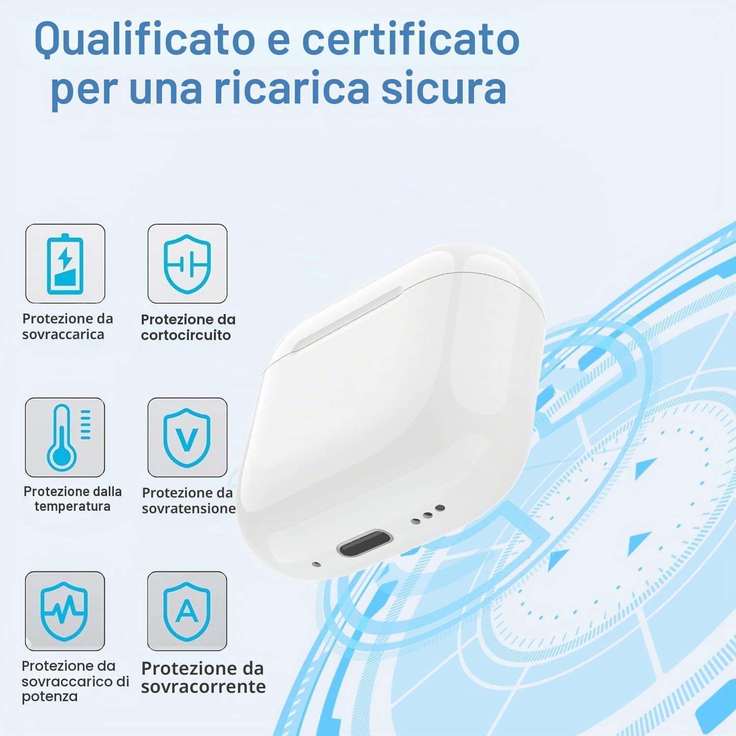Custodia di ricarica wireless di ricambio compatibile con AirPods 4 (2024), custodia di ricarica wireless con pulsante di sincronizzazione Bluetooth da 670 mAh, batteria integrata (senza cuffie)(Y35)