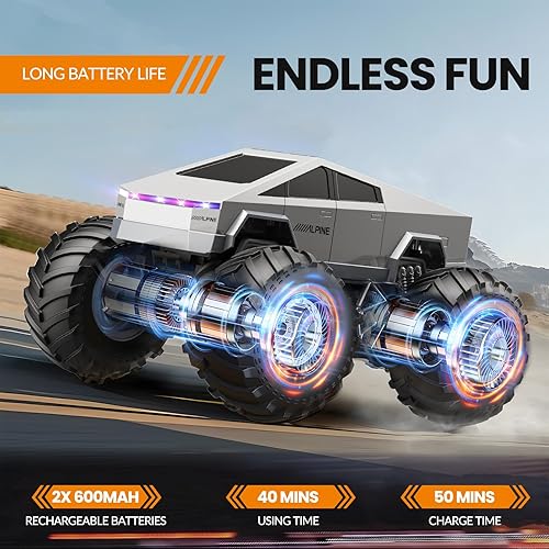 Miniatura 3 de Auto de control remoto, camión cibernético a control remoto, 116, 2.4GHz, 4WD, todoterreno, anfibio, impermeable, para todo terreno, regalos de