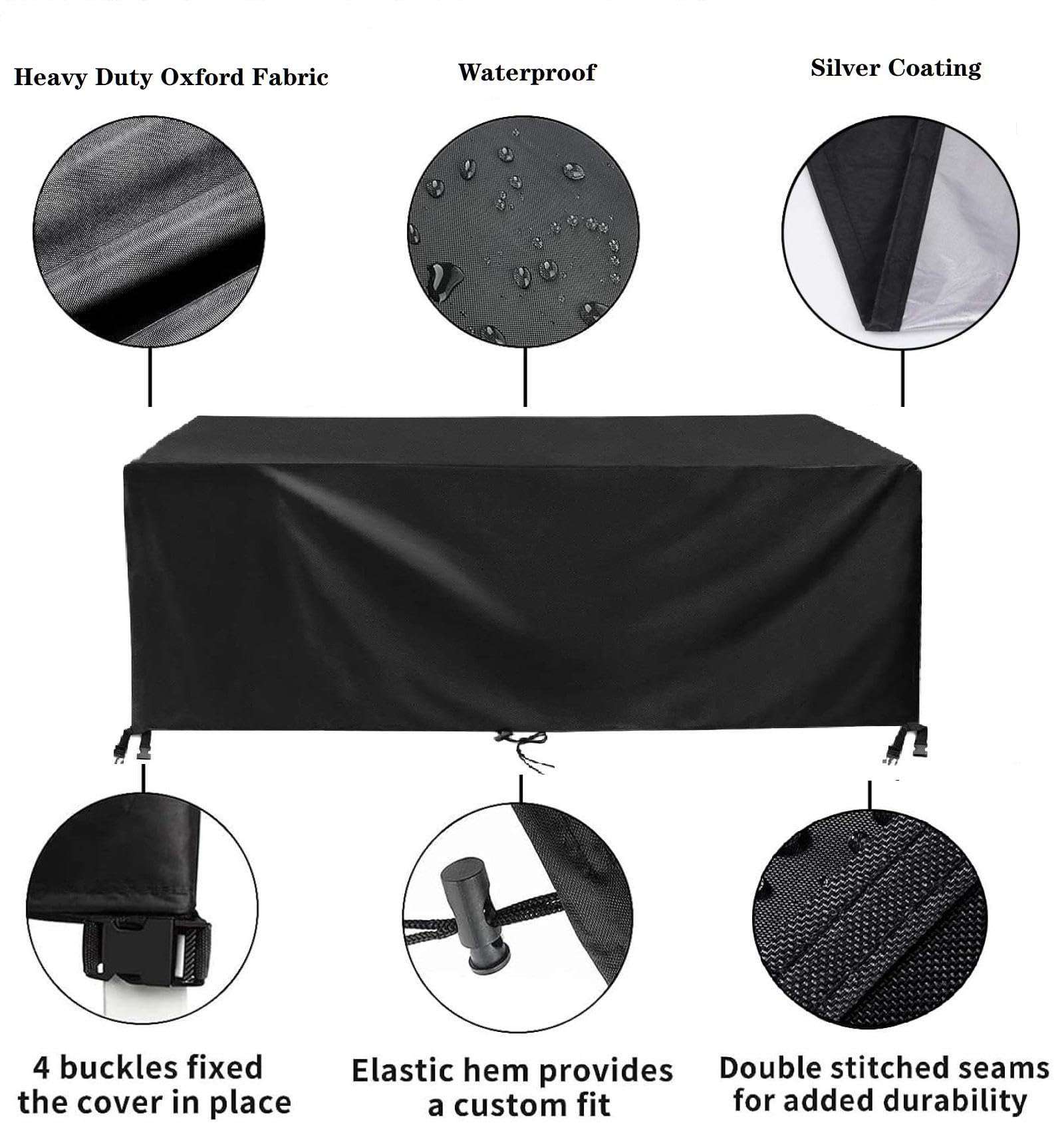 Funda Impermeable,Tela Impermeable Para Exterior,Funda Sillas Jardin,Fundas Para Muebles De Jardín, 405x365x105cm Cuadrado /Rectangular Negro 420D Oxford para Muebles de Exterior sillas mesas