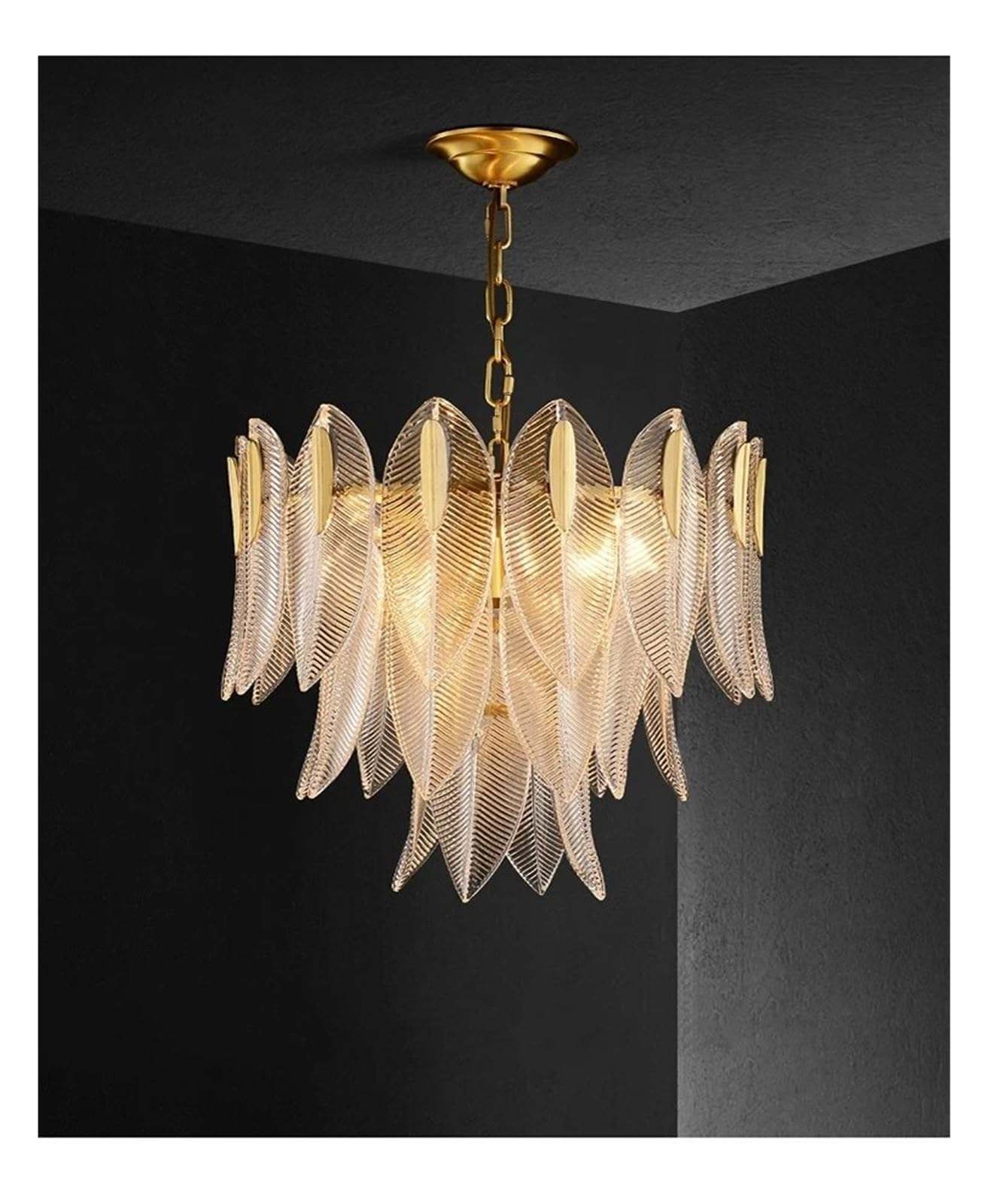 HYJAUSXB Chandelier, French Light Luxury Living Room Glass Chandelier Retro Bedroom Villa Restaurant Lighting for Kitchens(Dia45cm H45cm)