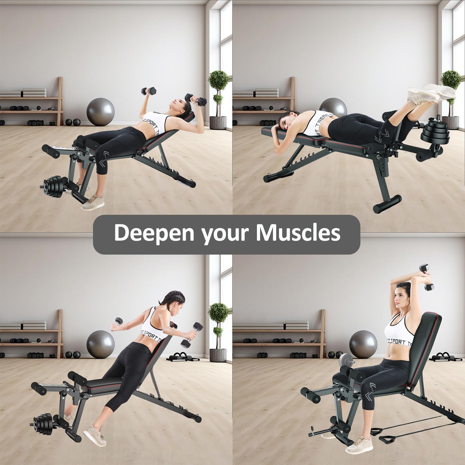Banco Abdominales Plegable Banco Reclinable Gimnasio Diseño Multifuncional de 95°-190°, Capacidad de 200 kg, Rodillo de piernas 3D con Poliuretano Antideslizante para Entrenamiento Completo