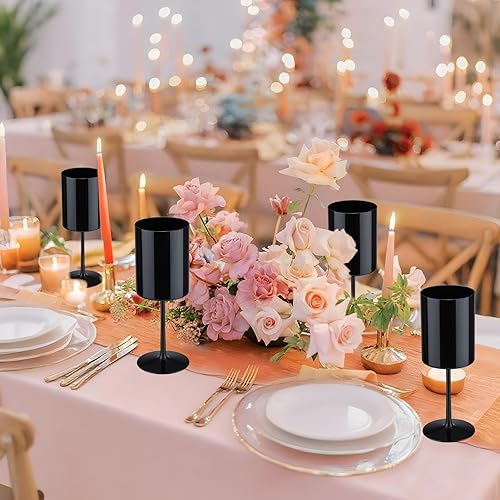 Miniatura 4 de Paquete de 12 copas de vino de plástico de 10 onzas, grandes y reutilizables, copas de champán vintage con tallo, vasos acrílicos inastillables para