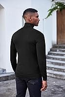 Vista 8 de COOFANDY Suéter de cuello alto ajustado para hombre, casual, básico, de manga larga, suéter de punto