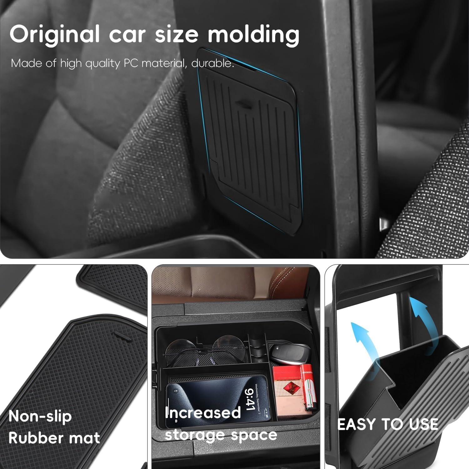 MARCHFA Center Console Organizer and Insert Hidden Storage Box Organizer Compatible for 2026 Toyota Land Cruiser Prado Accessories 2025 2024 Armrest Storage Box (Armrest Tray+ Hidden Storage) Black image 4
