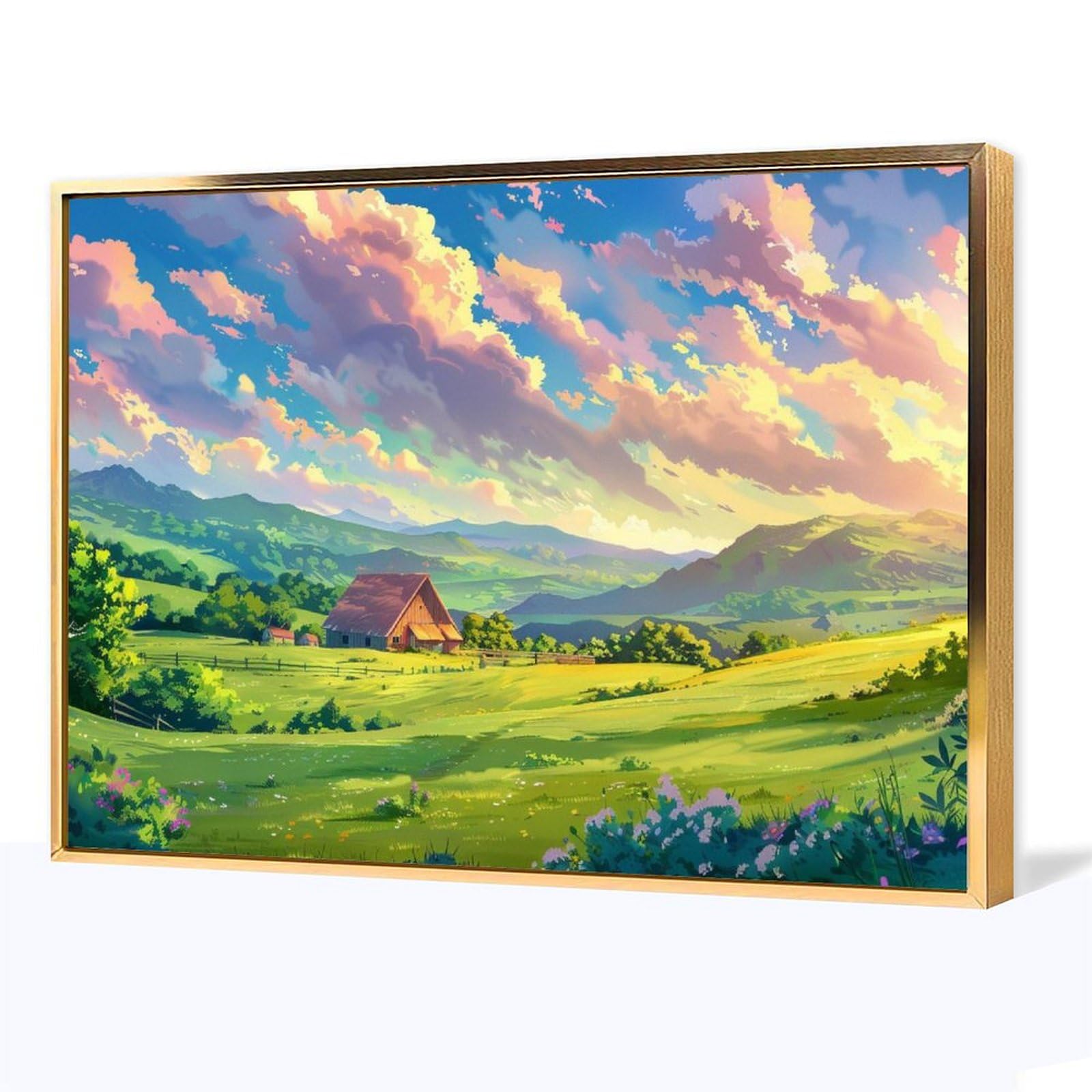 Amazon.co.jp: 絵画 美しい田畑と田園風景 アートパネル ポスター 魅力