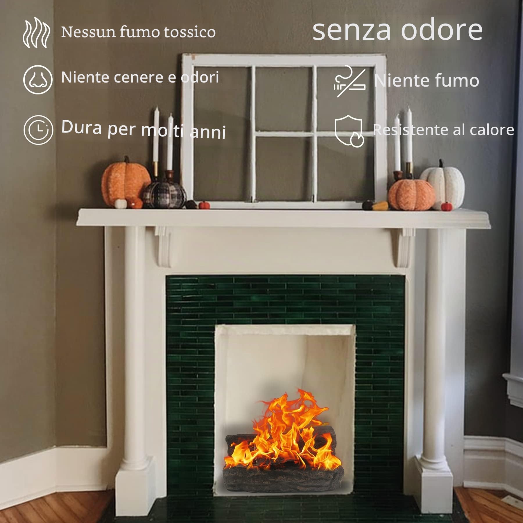 Legno ceramico per caminetti a bioetanolo, ceppi a gas, 10 pezzi per focolari, set di tronchi decorativi in ceramica per interni ed esterni, inserti a gas, ventilati, senza sfiato…