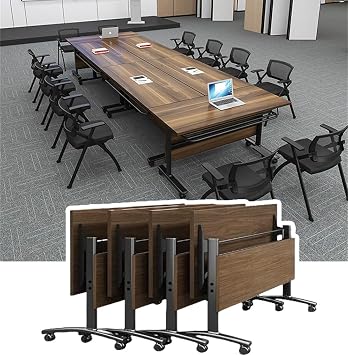 Conference Table, Folding Conference Room Tables, Folding Conference Table with Caster Rectangular Modular Conference Room Table, for Office Conference Room Training RoomD,71x24x30in
