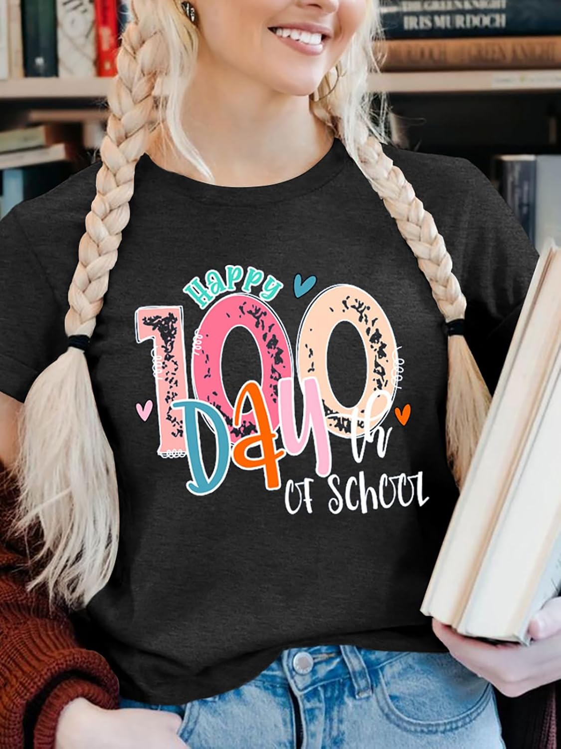 100th Day of School Shirt for Women 101 Day of School Tshirt Short Sleeve Graphic Teacher Outifits - Image 4