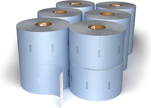 2.25in. X 1.375in. Direct Thermal Perforated Tags for Consignment, Barcoding and Tagging. Compatible the Zebra, Rollo, and More. 800999-009 and 10003282 Compatible -12 Rolls Blue