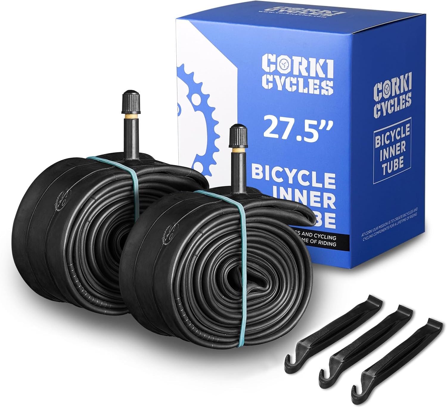 Bike Inner Tube 27.5 x 1.95-2.125 Schrader Valve 32mm with Bicycle Tire Liners 38mm