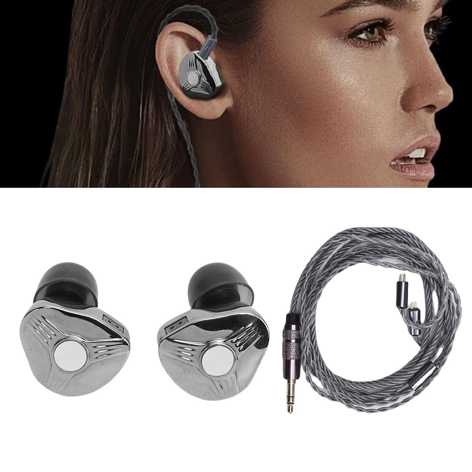 Denash Metalowe Dźwiękoszczelne Urządzenia HiFi, w Ear Monitoring Słuchawki z Odłączonym Kablem dla Studia Scenicznego Muzyka, Dźwięk Pełnego Zasięgu, Wciągające Słuchanie
