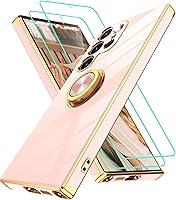 Vista 212 de Gritup Funda para Samsung Galaxy A14 5G: Funda para Samsung A14 2 piezas, protector de pantalla, soporte de anillo de rotación de 360°, soporte