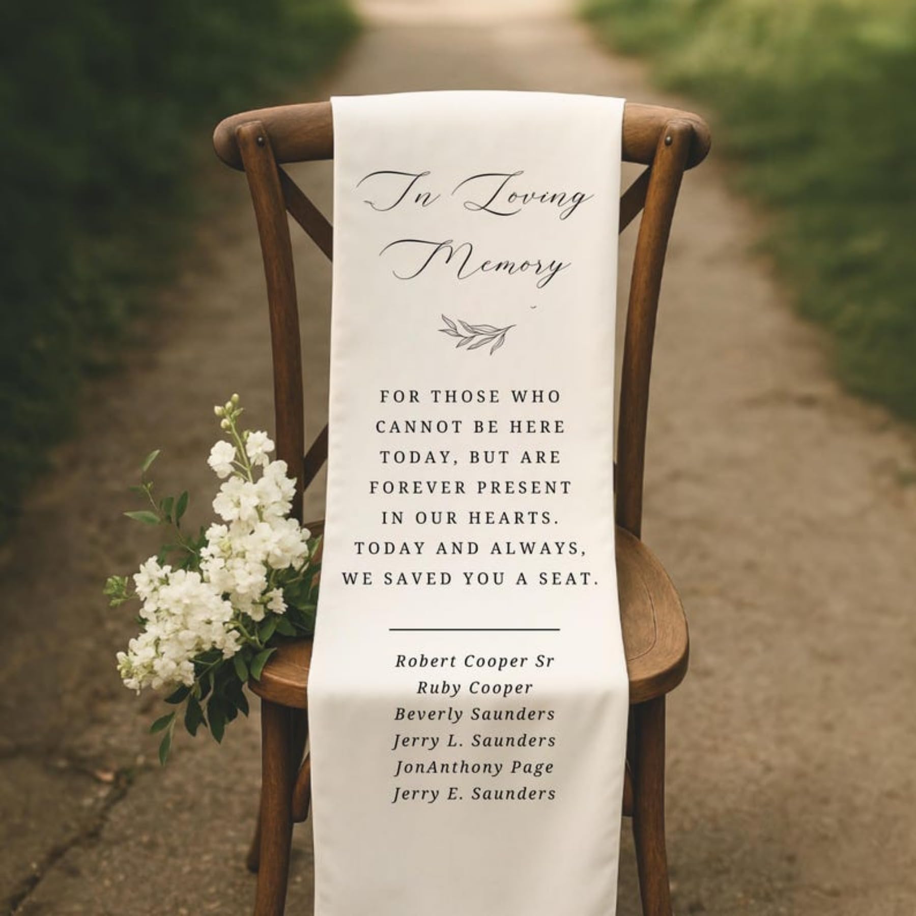 Wedding Memorial Reserved Sign, Personalized Memorial Sign, Wedding Remembrance Signs, Wedding Sign Fabric, Memory Linen Chair Signs (50x152cm "x60")
