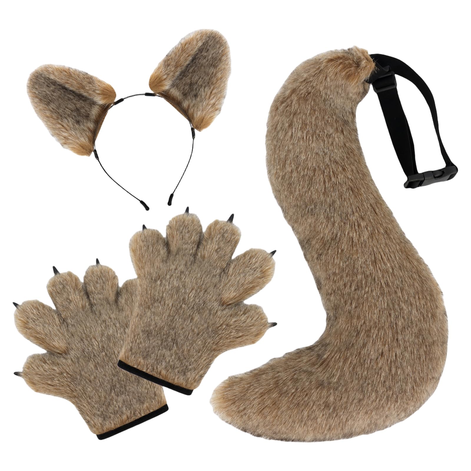 Serre-tête loup et queue en peluche pour déguisement rapide - 7