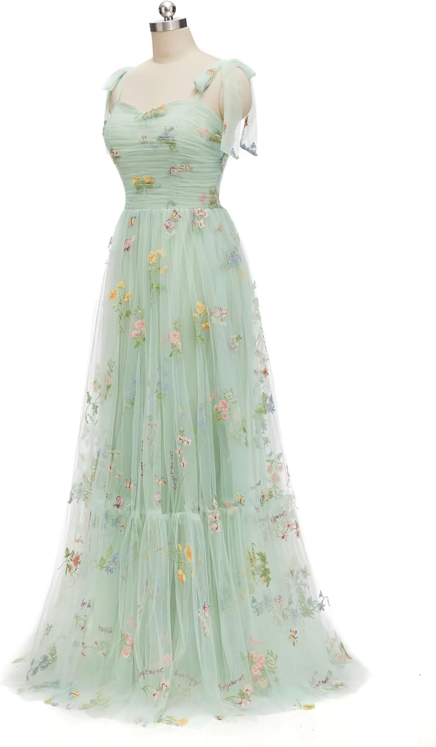 Yuxin Prom Dresses for Women 2024 Puffy Sleeve Flower Embroidery Tulle Formal Gowns Homecoming Dresses