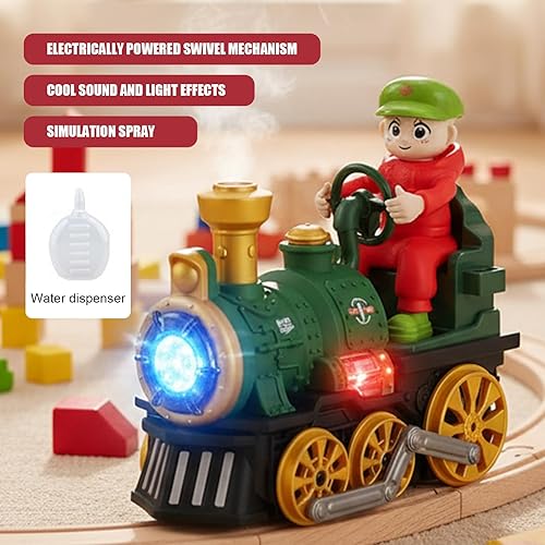Miniatura 2 de Juguete de tren de vapor a pilas, trenes interactivos para evitar obstáculos, juguetes musicales con luces, sonidos, regalos para niños y niñas a