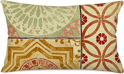 Miniatura 1 de Aremetop Fundas de almohada marroquíes con diseño de mandala, bohemio, floral, decoración del hogar, 12 x 20 pulgadas, funda de almohada oblonga con