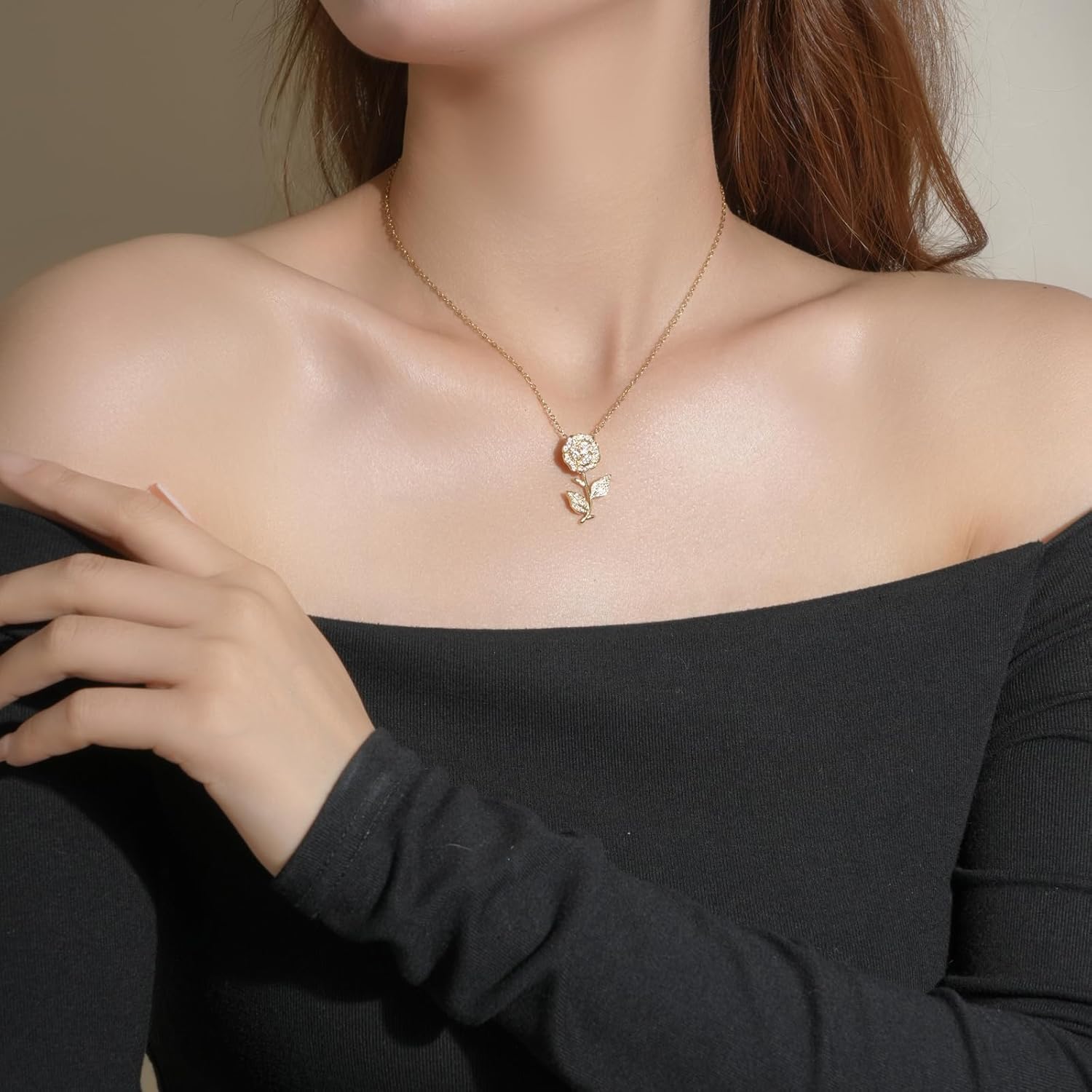 Red Rose Necklaces for Women Gold Trendy Cute Dainty Rose Flower Pendant Necklace Valentines Day Birthday Jewelry Gifts for Wife Girlfriend - Image 6