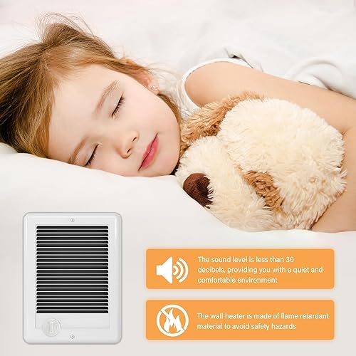 Miniatura 4 de CSC151TW - Calentador de pared eléctrico con termostato, 120 voltios y 1500 vatios, ventilador centrífugo de alta eficiencia para calefacción rápida