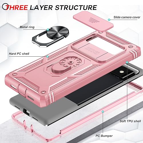 Miniatura 3 de LeYi Funda para Google Pixel 6 Funda para Pixel 6 con cubierta deslizante para cámara + 2 paquetes Protector de pantalla de vidrio templado, funda