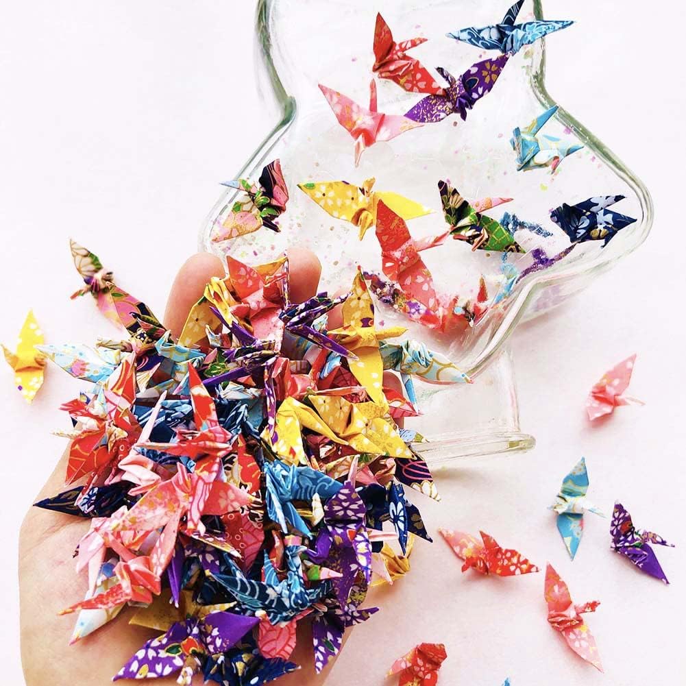 100pcs 1.57" Mini Premade Origami Washi Paper Cranes For Wedding Party Decor & Tea Party Supplies