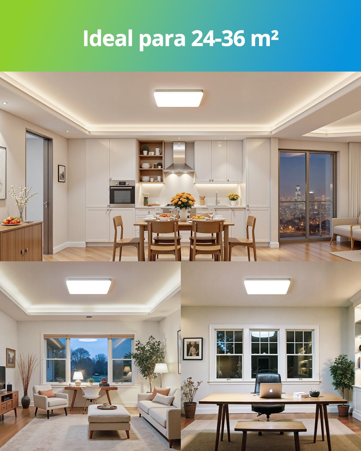 Yafido LED Lámpara de Techo Moderna 48W Plafón Led Cuadrado Ultra Delgado Downlight Blanco Natural 4000K 4320LM adecuada para Cocina Balcón Dormitorio Corredor Sala de Estar 30*30*4cm No-Regulable